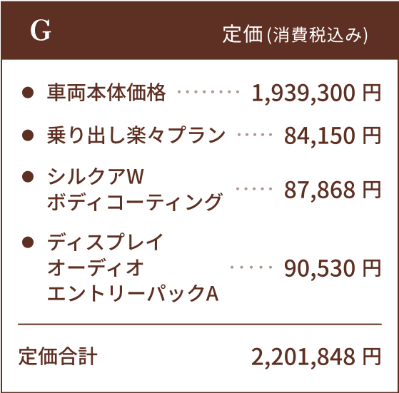 Rocky エントリーメモリーナビ Premium G HEV ご提供価格255万円(消費税込み)